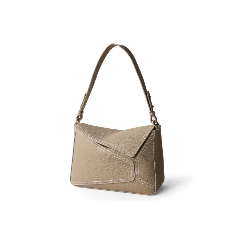 MINIBIRD Top Grain Cow Leather Geometric Shoulder Bag, Crossbody Bag Medium Size Women's Multicolor-0