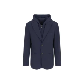 EMPORIO ARMANI Canneté Stretch Nylon Blazer With Detachable Inner Panel And Hood