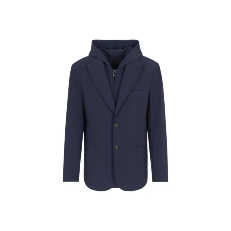 EMPORIO ARMANI Canneté Stretch Nylon Blazer With Detachable Inner Panel And Hood-0