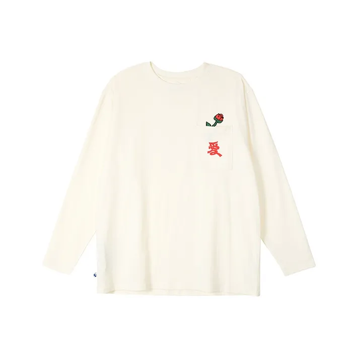 Nengmao Store Drop Shoulder Sleeve T-Shirt Unisex Ecru-0