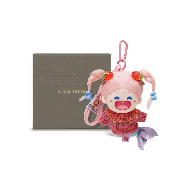 CinvaiKrose Plush Keychain Decoration Bag Accessory Women's Red/Pink-3
