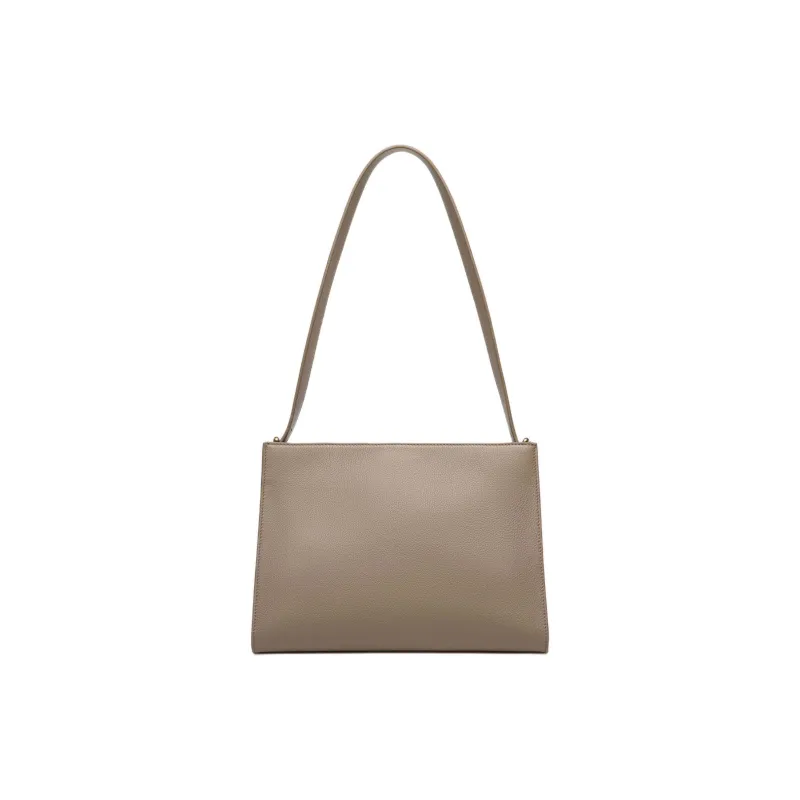 BALLY Lock Me Grain Cow Leather Shoulder Bag Women's Taupe-2