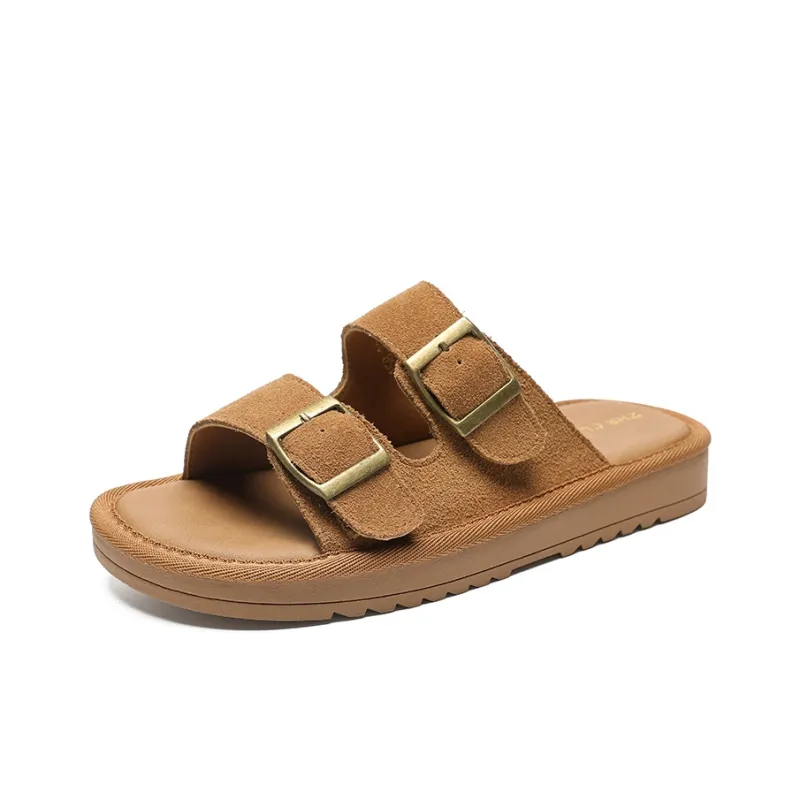ZHR Slide Slippers Women's Khaki, Chestnut-7