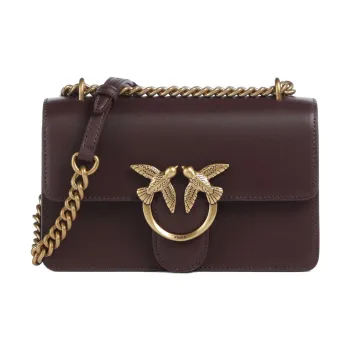 PINKO Fine Grain Cow Leather Shoulder Bag Mini Women's Burgundy