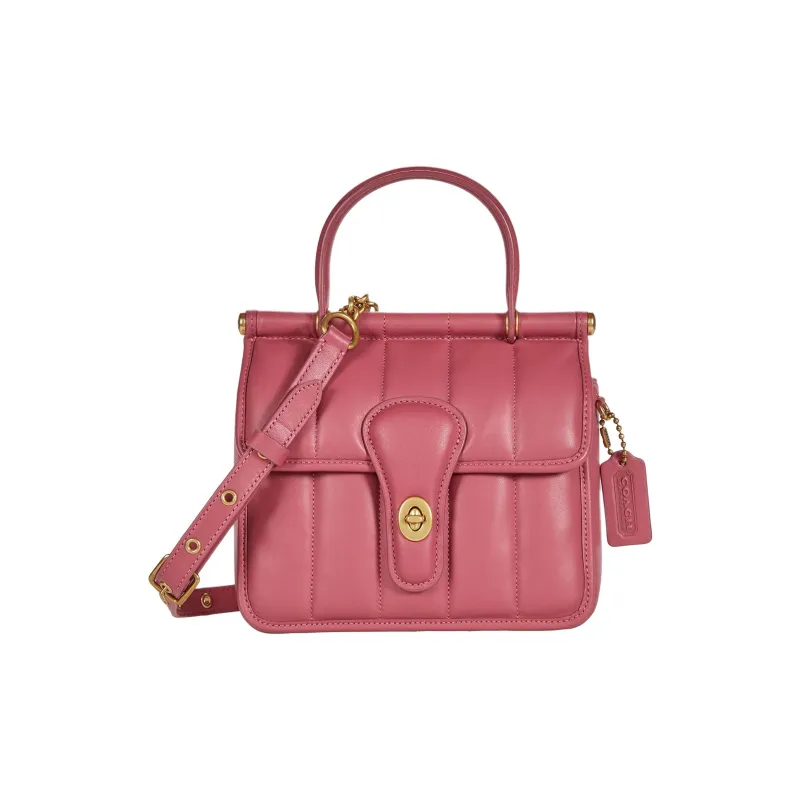 COACH Willis Nappa Leather Handbag Shoulder Bag Crossbody Bag Small Size Women's Red-1