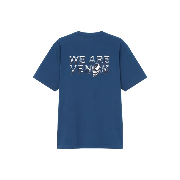 UNIQLO Drop Shoulder Sleeve T Shirt Unisex Navy Blue-0