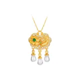 Pearl Lotus Koi Fish Necklace Green