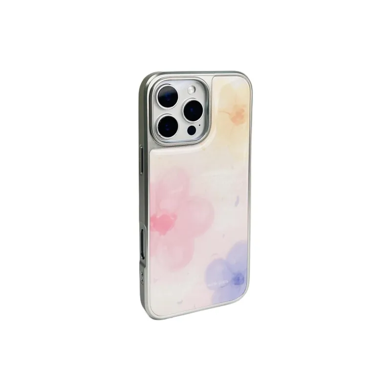 Sopi Acrylic Material Water Color Floral Phone Cases Compatible With IPhone 16/15 Pro Max/Apple 13/14 Pro/Max-1