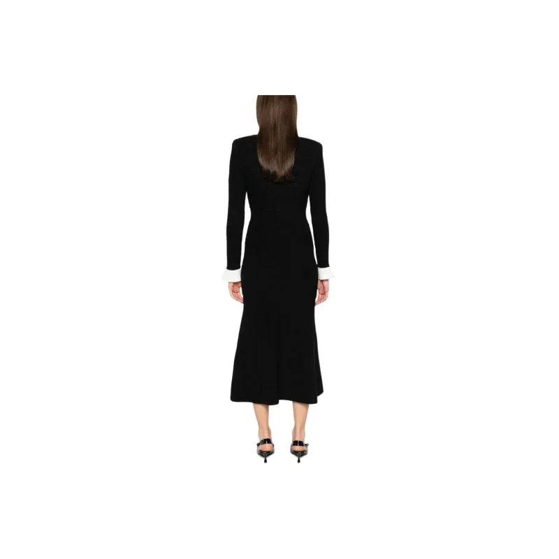 Self portrait Embellished Trim Knitted Midi Dress-3