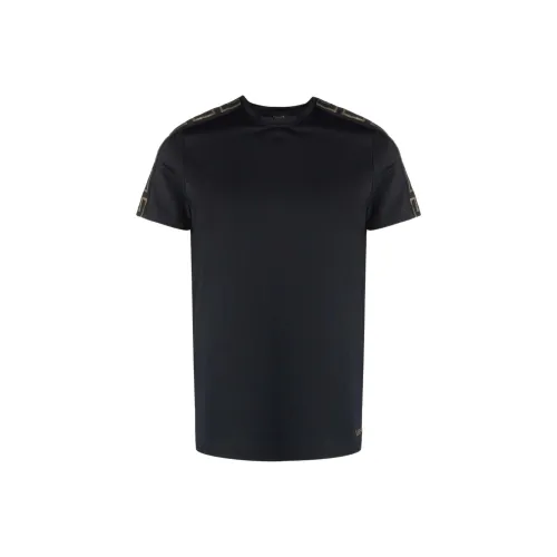 VERSACE Men Logo Letter Print Short Sleeve T Shirt Navy Blue Black