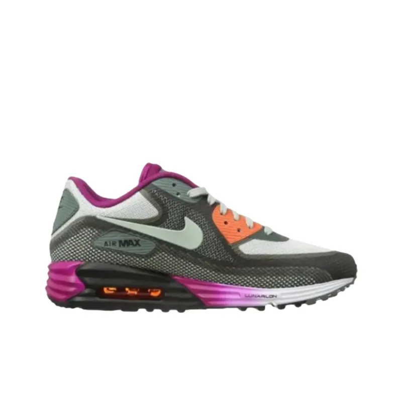 Nike Air Max Lunar 90 Anti Slip Wear Resistant Low Top Casual Running Shoes Women's Gray Purple-1