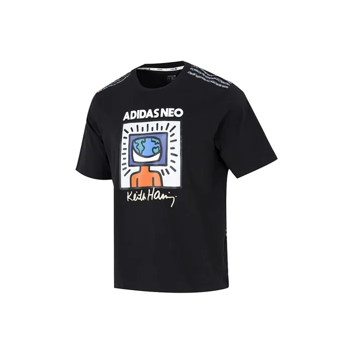 Adidas Neo Drop Shoulder Sleeve T-Shirt Men's Black-0