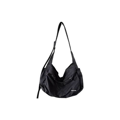 Tonlion Nylon Fabric Crossbody Bag Large Size Unisex Black
