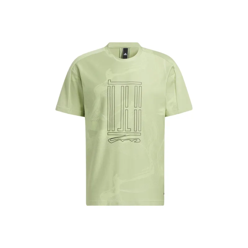 Adidas Wuji Series Drop Shoulder Sleeve T Shirt Men's Lime Green-0