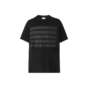 Burberry Horseferry Stripe Print Cotton Oversized T shirt