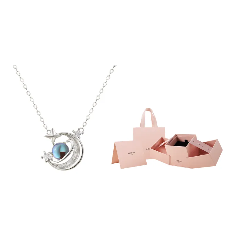 AJIDOU Sterling Silver Inlaid Necklaces Women's White-0
