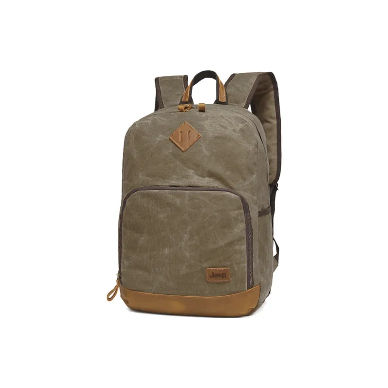 Jeep Batik Canvas Large Capacity Laptop Bag For Students And Travelers Regular Unisex Khaki/Army Green/Gray-4