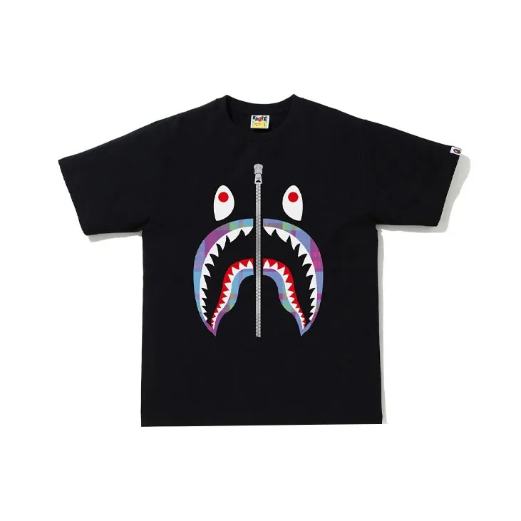 A BATHING APE Check Shark Tee-0
