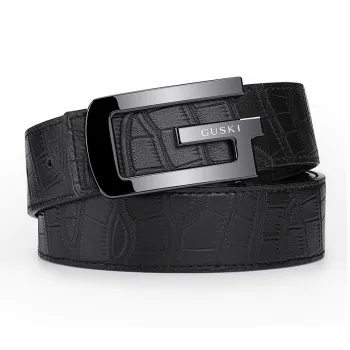 GUSKI Cow Leather Belts Men's Gunmetal Width  3.5cm
