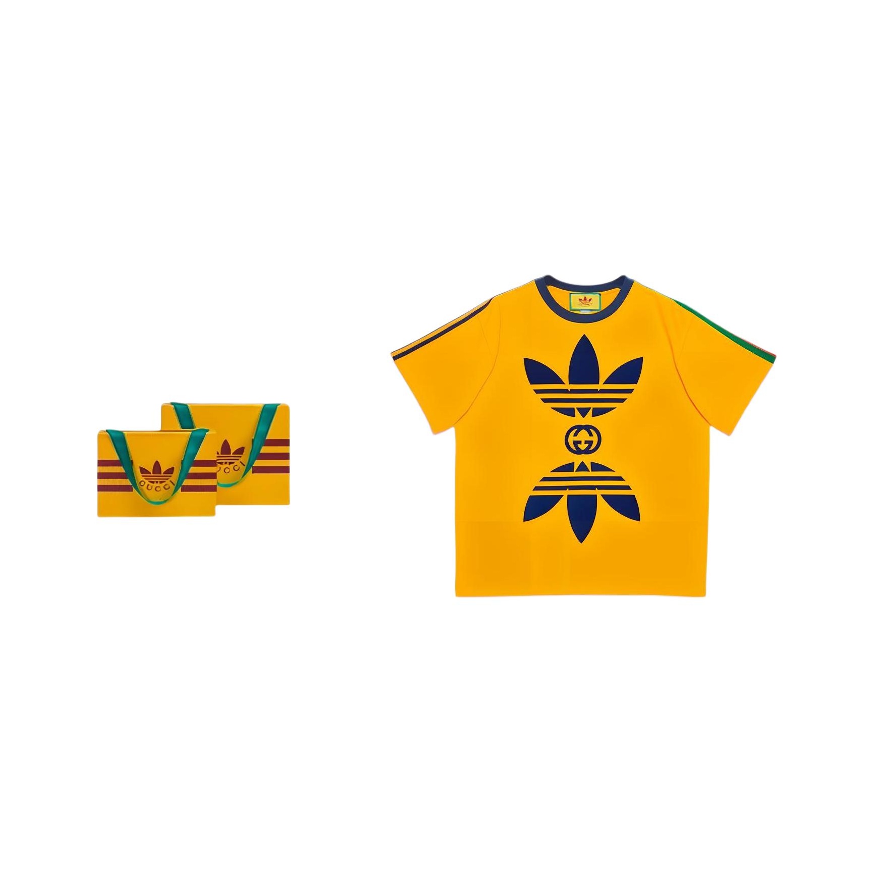 GUCCI X Adidas Originals SS22 Cotton Jersey T-Shirt Yellow