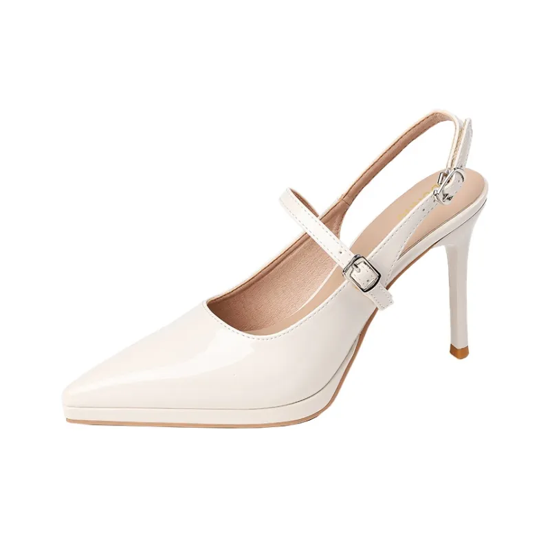 Dunnu Slim Heel High Heels 10CM Women's Nude-0