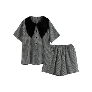 Urban Beauty Pajama Set Women's Black White Stripes