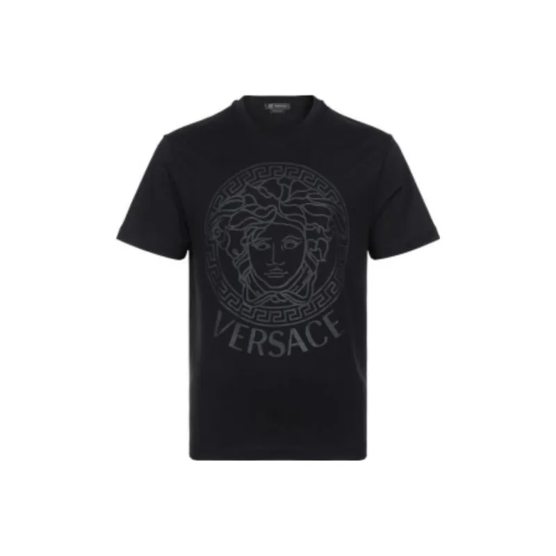 VERSACE VERSACE Medusa Print Casual Crew Neck Short Sleeved T Shirt T Shirt Men's Black-0