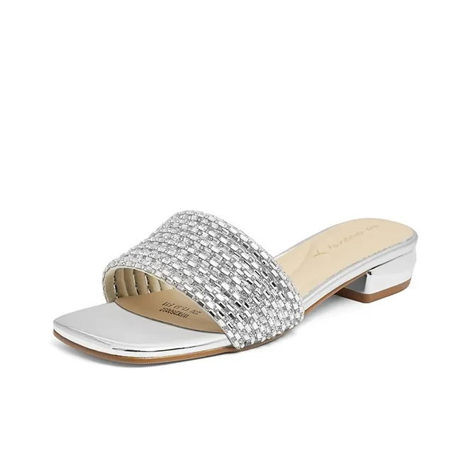 RED DRAGONFLY Rubber Sole Rhinestone Slide Slippers Women's-6