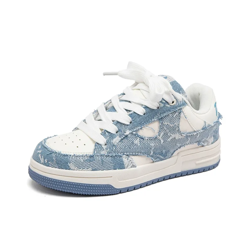H2 Anti Slip Wear Resistant Low Top Skateboard Shoes Unisex White Blue Box-2