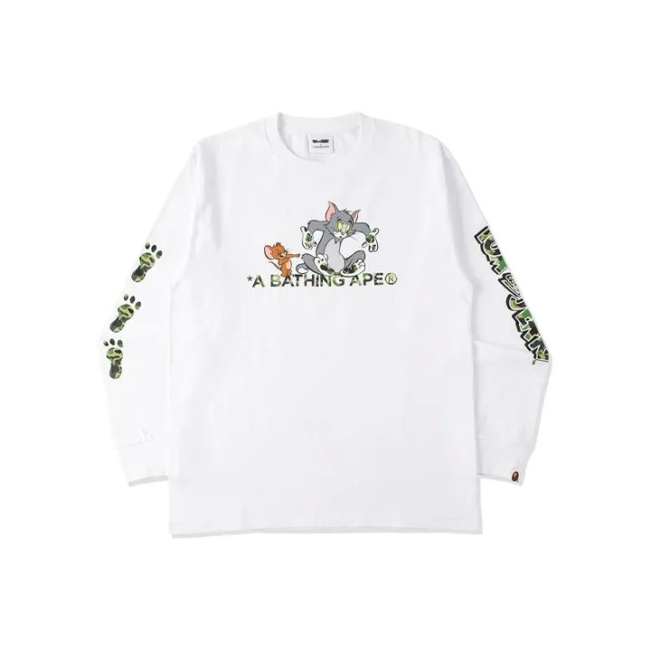A BATHING APE X Tom And Jerry Footprints L/S Tee-2