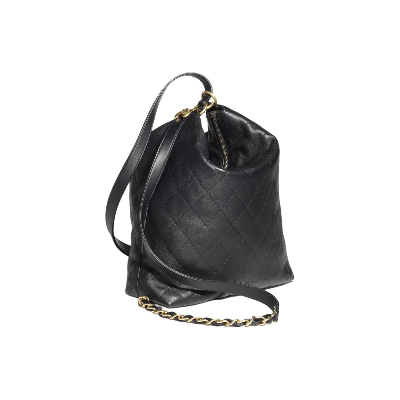 CHANEL Calfskin Backpack Tubas Women's Black-1