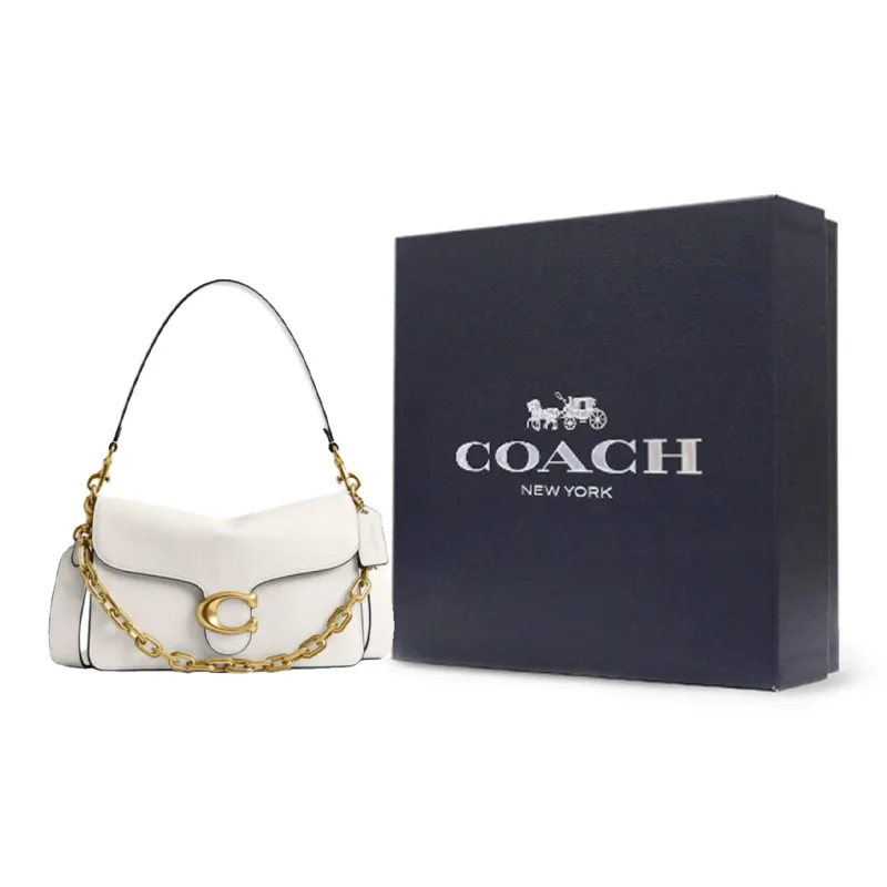 COACH Tabby Cow Leather Shoulder Bag Women's Chalk White-9
