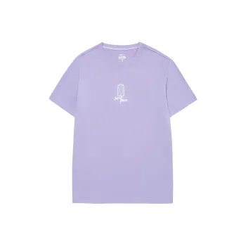 Erke Battery Panda Crew Neck Fitted Straight Short-Sleeved T-Shirt Men's Air Purple