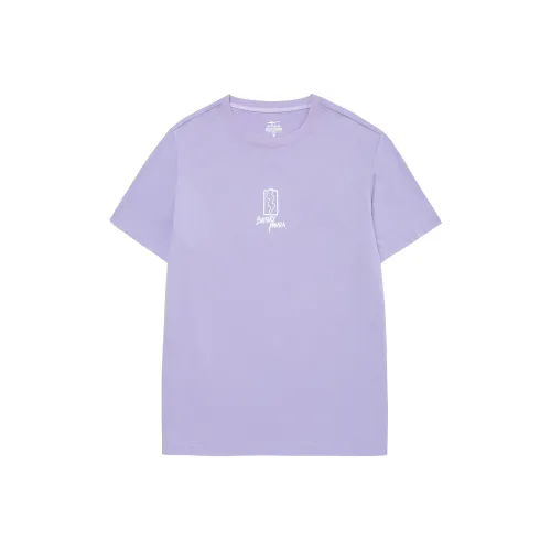 Erke Battery Panda Crew Neck Fitted Straight Short-Sleeved T-Shirt Men's Air Purple