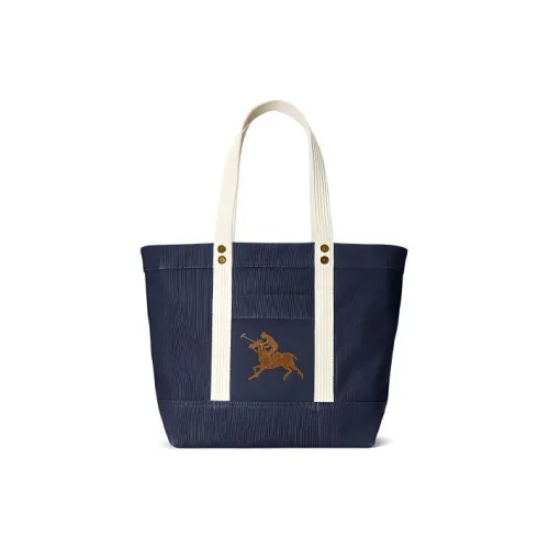 Polo Ralph Lauren Fabric Tote Bag Shopping Bag Shoulder Bag Handbag Medium Size Women's Dark Blue
