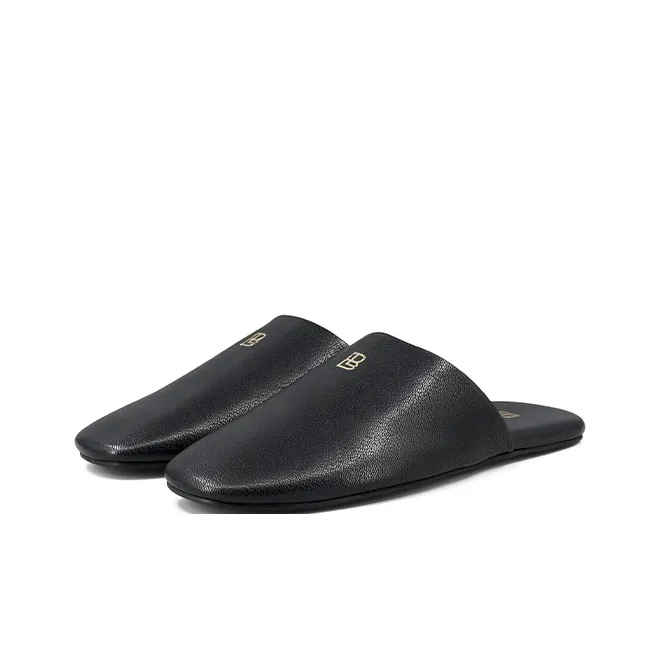 ZSBELLA Rubber Sole Leather Patchwork Abrasion Resistant Slip Resistant Wrap toe Slippers Women's-2