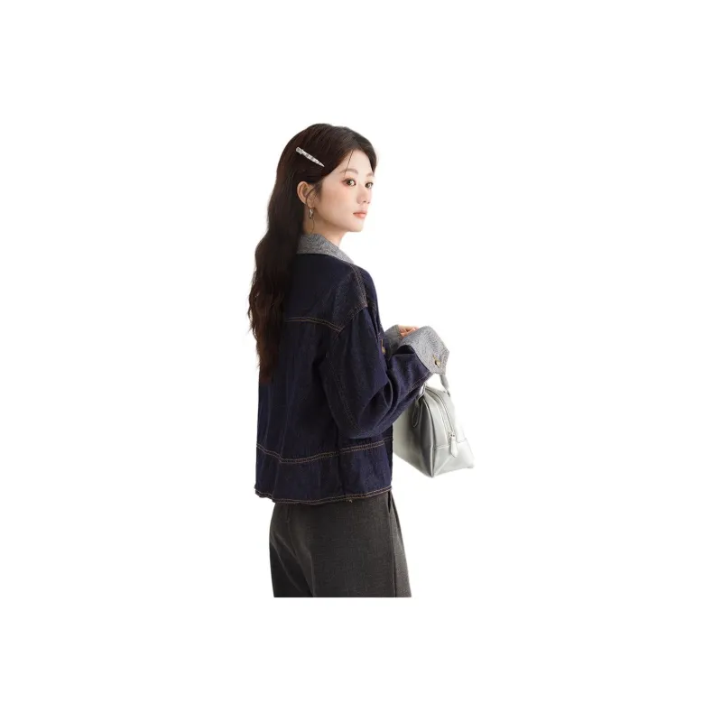 PLANE DRIFT Denim Jacket Women's Dark Blue-0