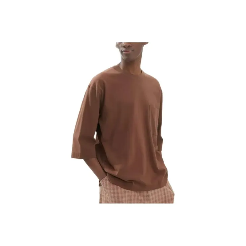 UNIQLO Uniqlo U Collection Drop Shoulder Sleeve T-Shirt Unisex Light Brown-0