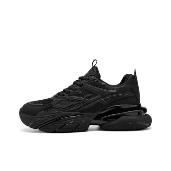 JEEP SPIRIT Cushioned Anti Slip Wear Resistant Lightweight Height Increasing Low Top Chunky Sneakers Men's Black