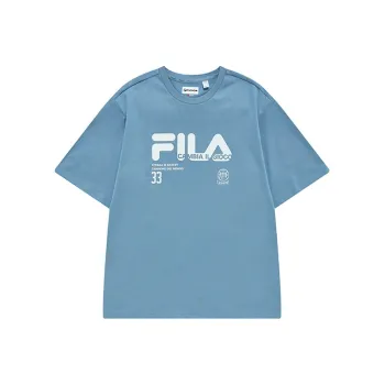 FILA FUSION Drop Shoulder Sleeve T Shirt Men's Comfort Blue