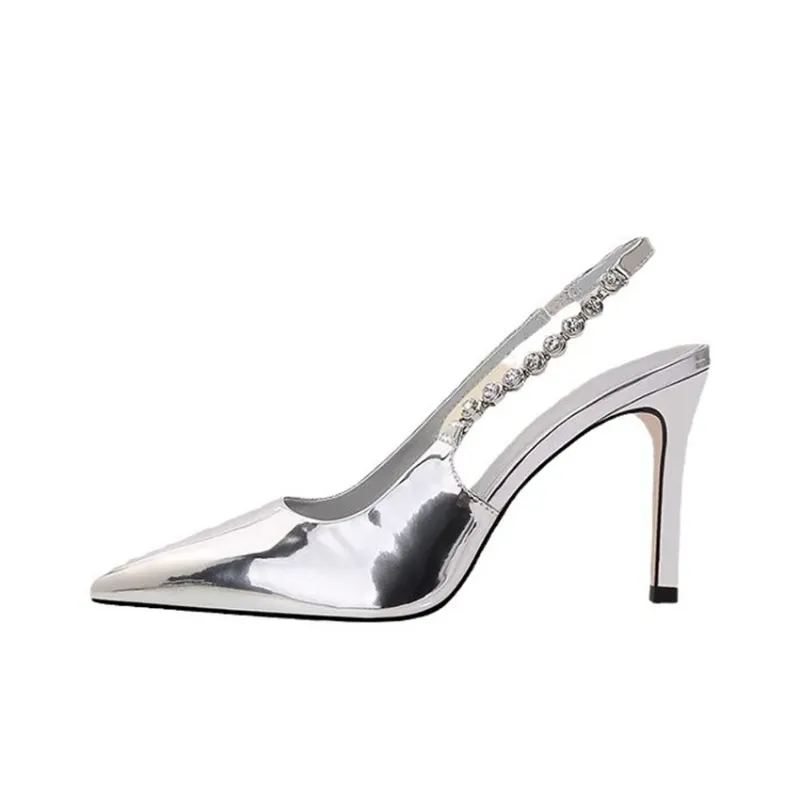 TADSW Slim Heel High Heels Women's Silver-0