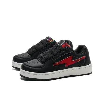WJA Cushioning Impact Resistance Wear Resistant Lightweight Slip Resistant Low Top Skateboard Shoes Unisex Black Red