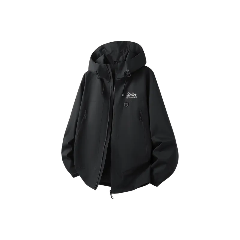 Feiyue Windproof Thermal Water Repellent Cold Resistant Rainproof Windbreaker Jacket Unisex Black-0