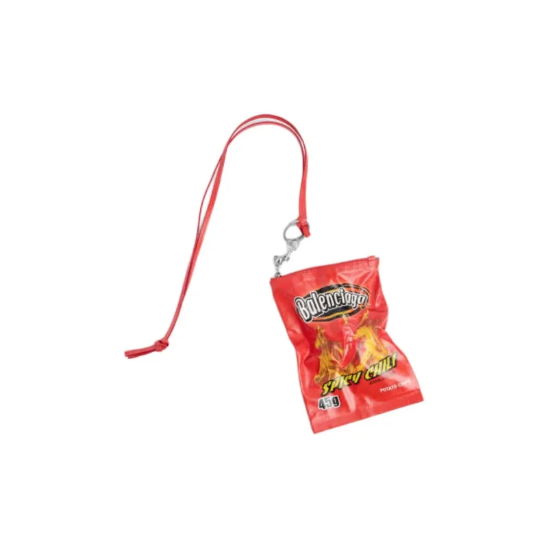 Balenciaga Cow Leather Cell Phone Pouch Unisex Red-1