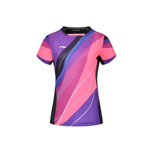 LiNing T-Shirt Women's Fluorescent Lotus Pink