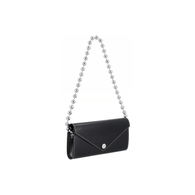 GANNI Recycled Leather Chain Wallet, Shoulder Bag Women's Black-3