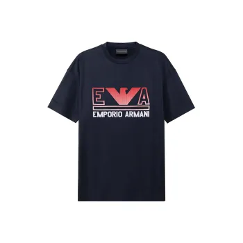 EMPORIO ARMANI T Shirts Men Marine Blue Orange Red