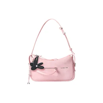 AMAZING SONG Cow Leather Shoulder Bag Women's Grass Green/Monet Pink/Gold Brown