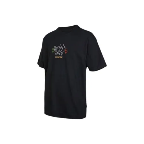 Converse Drop Shoulder Sleeve T Shirt Men's Black