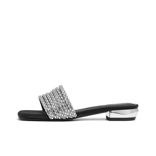 RED DRAGONFLY Rubber Sole Rhinestone Slide Slippers Women's
